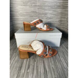 Sole Society Womens Sasandrah Slides Sandals Copper Open Toe Studded 5 M New
